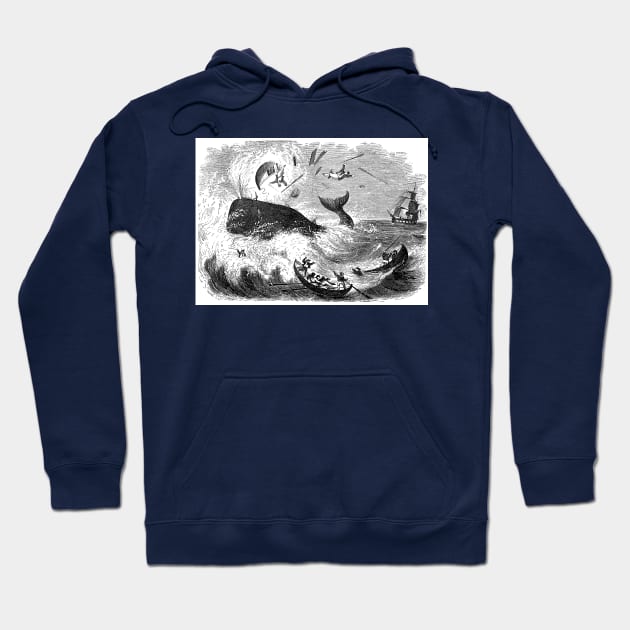 Old Timey Whale Attack Hoodie by ellenmueller